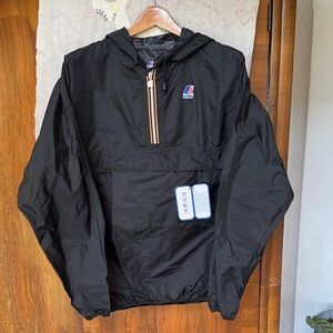 K-Way Black Hooded Rainjacket with Tricolor Zip Detail Medium